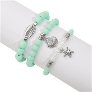 ( green)occidental style Bohemia leisure wind starfish Shells bracelet  sweet color beads set