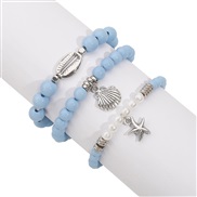 ( sky blue )occidental style Bohemia leisure wind starfish Shells bracelet  sweet color beads set