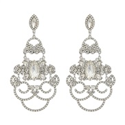 ( Silver)super claw chain colorful diamond earrings woman occidental style exaggerating fully-jewelled Earring Bohemian