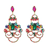 ( Color)super claw chain colorful diamond earrings woman occidental style exaggerating fully-jewelled Earring Bohemian 