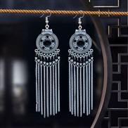(blue  Black S3167 2) ethnic style long style beads chain tassel earrings high woman Bohemia