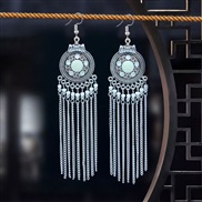 ( whiteS3167 3) ethnic style long style beads chain tassel earrings high woman Bohemia
