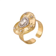 (White Diamond )R occidental style palace wind temperament glass diamond love geometry ear stud ring  day all-Purpose h