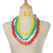 ( Color) color multilayer tassel necklace earrings set sweater chainnecklace set