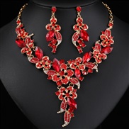 ( red)occidental style gem set necklace earrings three set bride