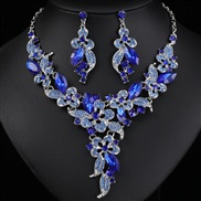 ( blue)occidental style gem set necklace earrings three set bride