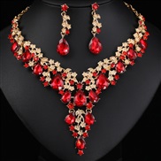 (gold red )occidental style necklace earrings set high three bride