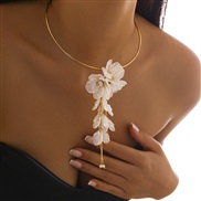 (  Gold6518)occidental style color flowers Collar wind three-dimensional flowers clavicle necklaceearrings