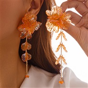 (  orange332 )occidental style color flowers Collar wind three-dimensional flowers clavicle necklaceearrings