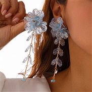 (  light blue 332 )occidental style color flowers Collar wind three-dimensional flowers clavicle necklaceearrings