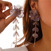 (  gray332 )occidental style color flowers Collar wind three-dimensional flowers clavicle necklaceearrings