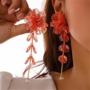 (  red332 )occidental style color flowers Collar wind three-dimensional flowers clavicle necklaceearrings