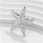 ( 1  White k  779)occidental style wind Metal starfish ring woman exaggerating imitate Pearl