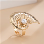 ( 2 Ligh gold   78 )occidental style wind Metal starfish ring woman exaggerating imitate Pearl