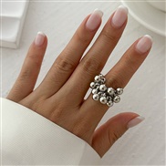 ( 1  White K  762)occidental styleins exaggerating Metal wind imitate Pearl ring  personality openingring