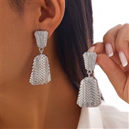 ( 2  White k 3297)occidental style Irregular Stripe ear stud woman  fashion geometry twining Metal Earringearrings