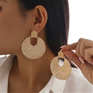 ( 3  Gold 3293)occidental style Irregular Stripe ear stud woman  fashion geometry twining Metal Earringearrings