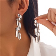 ( 4  White k 3312)occidental style Irregular Stripe ear stud woman  fashion geometry twining Metal Earringearrings