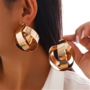 ( 5  Gold 3314)occidental style Irregular Stripe ear stud woman  fashion geometry twining Metal Earringearrings