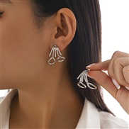 ( 6  White k 3292)occidental style Irregular Stripe ear stud woman  fashion geometry twining Metal Earringearrings