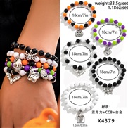 ( 1  Mixed color 4379)occidental style Halloween skull set black woman spider color beads bracelet