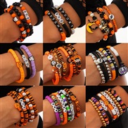 occidental style Halloween skull set black woman spider color beads bracelet