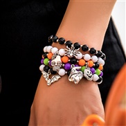 occidental style Halloween skull set black woman spider color beads bracelet