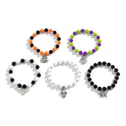 occidental style Halloween skull set black woman spider color beads bracelet