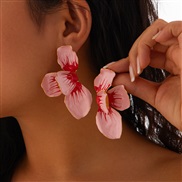 ( 1  Pink  3141)occidental style sweet wind gradual change enamel flowers ear stud fashion Metal three-dimensional peta