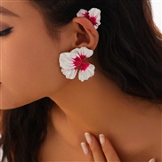 ( 2  Pink  3329)occidental style sweet wind gradual change enamel flowers ear stud fashion Metal three-dimensional peta