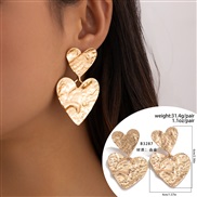 ( 2  Gold 3287)occidental styleins wind heart-shaped pendant ear stud  creative Metal Shells Earringearrings