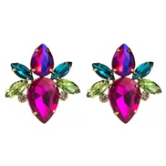 ( Rosy red color)occidental style personality geometry Alloy flowers diamond fully-jewelled earrings woman retro exagge