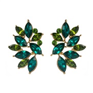 (Z22 8  green)occidental style personality geometry Alloy flowers diamond fully-jewelled earrings woman retro exaggerat