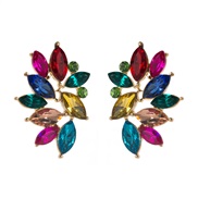 (Z22 8  Color)occidental style personality geometry Alloy flowers diamond fully-jewelled earrings woman retro exaggerat