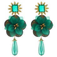 ( green)occidental style resin flowers pendant earrings woman creative exaggerating multilayer long style Nation wind E