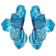 ( blue)Korean style summer fashion enamel petal earrings gradual change three-dimensional petal sweet exaggerating temp