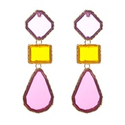 ( Purple color )brief retro geometry color resin earrings fashion splice drop earring silver Earring