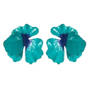 ( blue)Korean style sweet temperament small fresh woman exaggerating flowers earrings fashion brief trend samll Earring