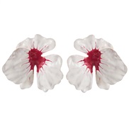 ( white)Korean style sweet temperament small fresh woman exaggerating flowers earrings fashion brief trend samll Earring