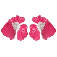 ( rose Red)Korean style sweet temperament small fresh woman exaggerating flowers earrings fashion brief trend samll Ear