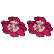 ( rose Red)occidental style handmade Cloth imitate flowers earrings fashion layer temperament wind exaggerating big flo