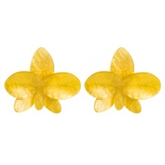 ( yellow)Acetate sheet exaggerating wind flowers earrings woman fresh high all-Purpose Earring woman