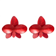 ( red)Acetate sheet exaggerating wind flowers earrings woman fresh high all-Purpose Earring woman