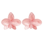 ( Pink)Acetate sheet exaggerating wind flowers earrings woman fresh high all-Purpose Earring woman