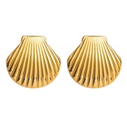 ( shell )occidental style fashion stainless steel gold ear stud brief temperament geometry samll high earrings woman