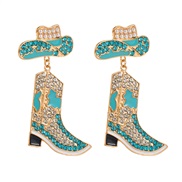 ( blue)occidental style fashion wind enamel diamond Cowboy earrings exaggerating temperament colorful diamond Cowboy per