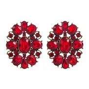 ( red)occidental style fashion retro Alloy diamond geometry earrings woman trend high temperament exaggerating Earring