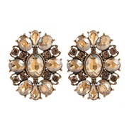 (coffeeg )occidental style fashion retro Alloy diamond geometry earrings woman trend high temperament exaggerating Earr