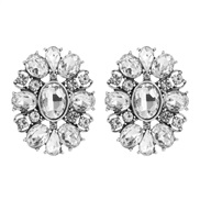 ( white)occidental style fashion retro Alloy diamond geometry earrings woman trend high temperament exaggerating Earring