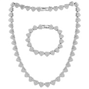 ( Silver)occidental style trend love fully-jewelled chain personality clavicle chain  necklace bracelet setF